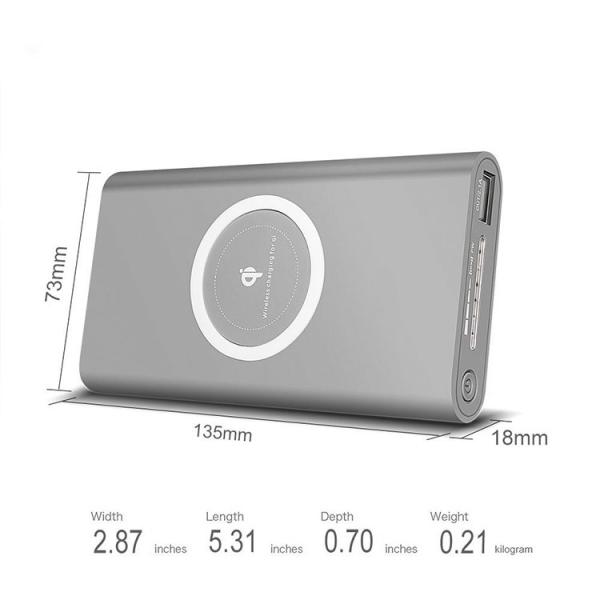5W QI Standard Wireless 10000mAH Dual USB Power Bank