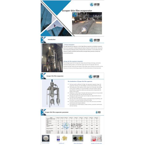 Ss304 316 50hz Wiped Film Distillation Equipment For Cashew Phenol Cardanol Processing