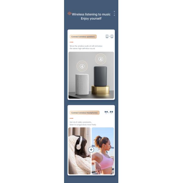 33ft Coverage 3.5mm Aux Bluetooth Adapter For Headphones