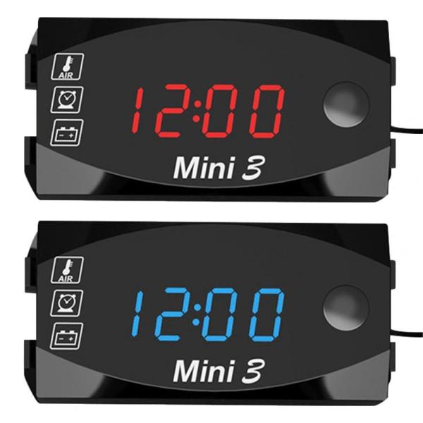 Quality 3 In 1 12V Mini LED Display Motorcycle Volt Meter Universal Use for sale