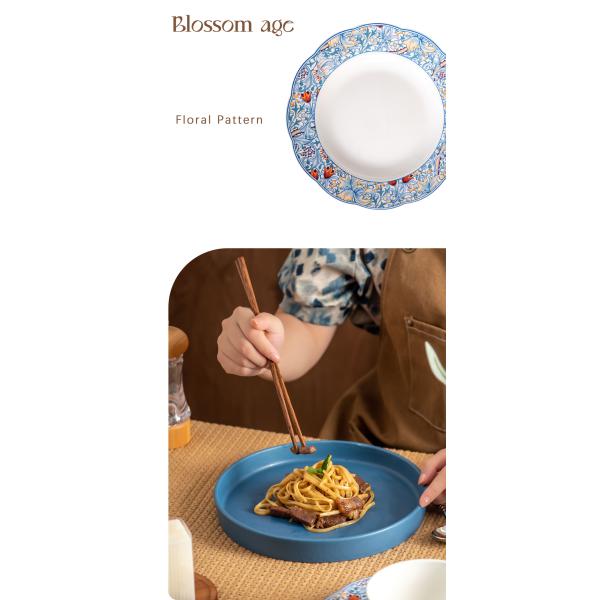 6-Person Bohemian Tableware Set With Ceramic Dinner Plates Bowls And Charger Plates