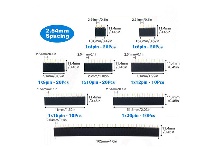 Straight Single Row PCB Board Female Pin Header Strip Starter Kit For Arduino 120pcs