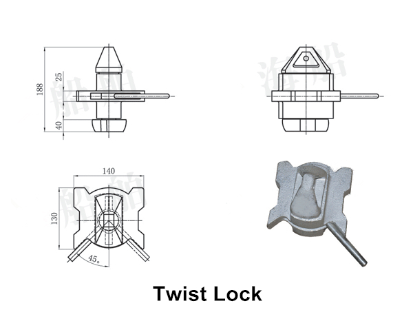 Loose Fitting On Deck Semi Automaticl Twistlocks Shipping Container Parts