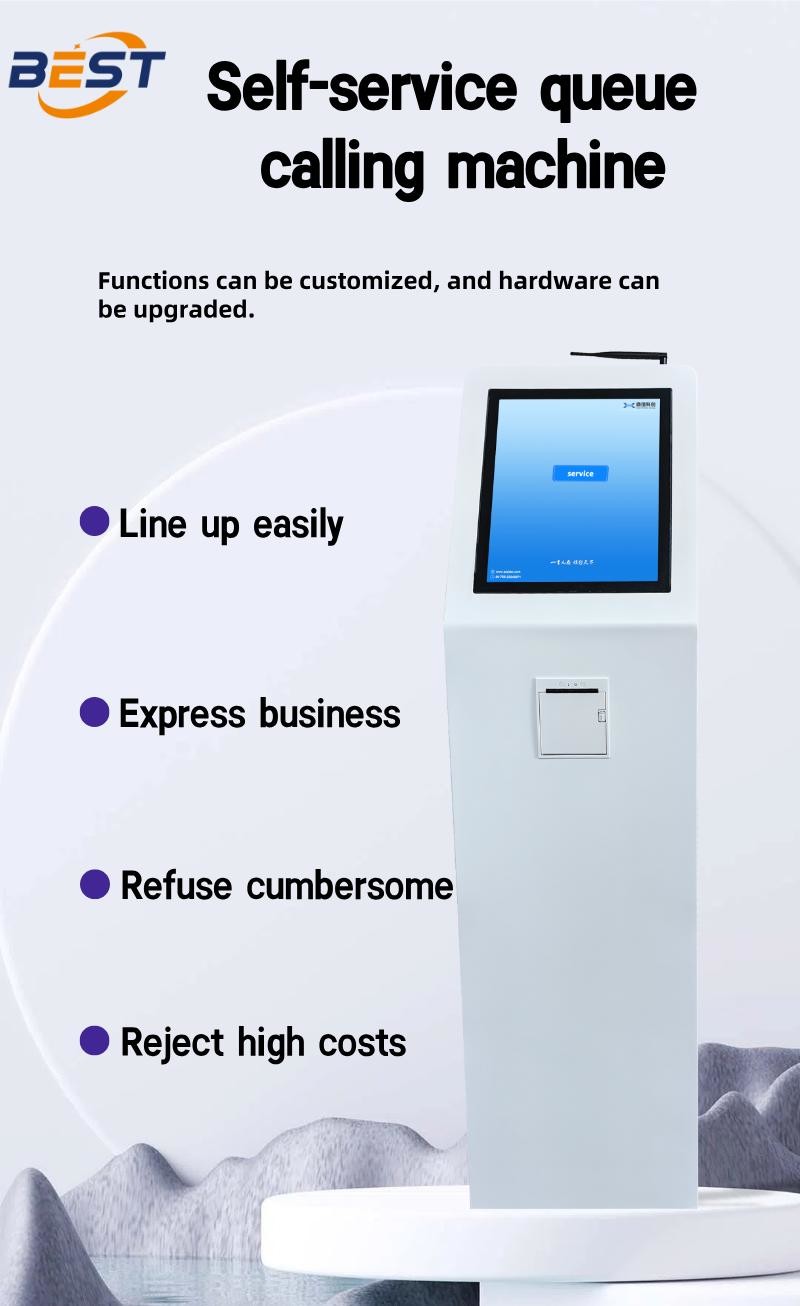 LCD Touch Screen Queue Management System Ticket Dispenser Machine With Multiple Languages Thermal Printing