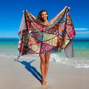 China Personalized Quick Dry Microfiber Sand Free Pinted Beach Towel Custom Printing Beach Towel With Embroidered Logo on sale