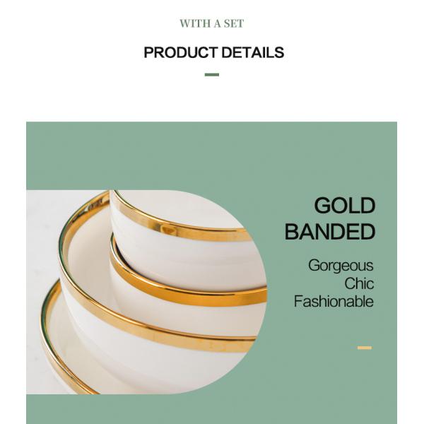 Nordic Luxury Style Ceramic Tableware Set Emerald Green With Gold Rim