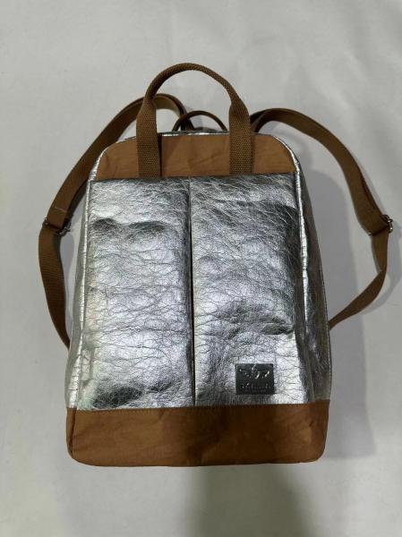 Quality Biodegradable Golden Silver Reusable Washable Kraft Paper Backpack for sale