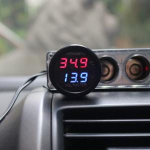 China 2 In 1 DC 12V Digital Car Voltmeter Thermometer Temperature Meter Battery Monitor on sale