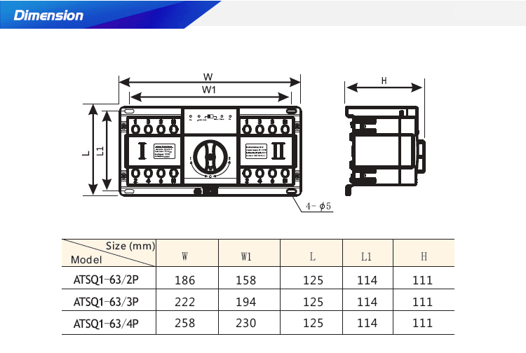 MCB type high quality Dual Power Automatic changeover switch