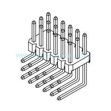 China 2.54mm triple row right angle pin header on sale