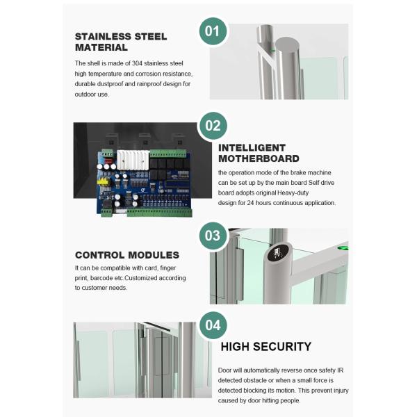 Electrical Pedestrian Swing Gate , IP 54 Swing Barrier Gate Facial Recognition System