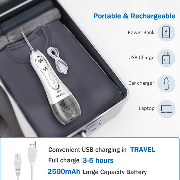 Household Battery Operated Water Picks , IPX7 cordless dental flosser