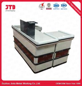 China 850mm Supermarket Cashier Counter White Cashier Table For Shop on sale