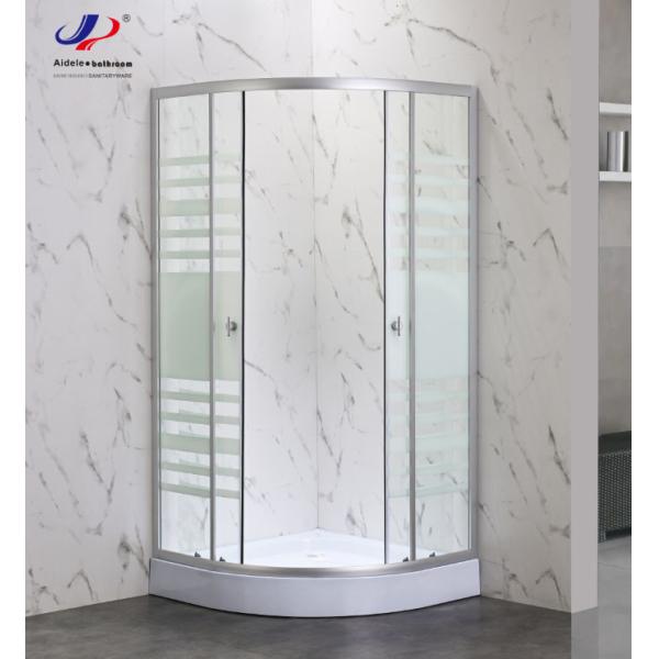 Quadrant Shower with Aluminium Frame and White Stripes Glass for Modern Bathroom Design