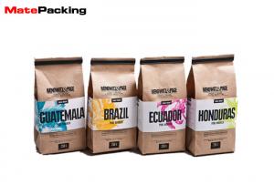 Wholesale Food Grade Heat Seal Stand Up Coffee Pouches , Packaging Tin Tie Brown Paper Coffee Bags from china suppliers