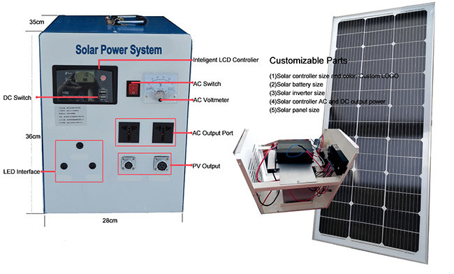 Picnic 500W Mini Solar Lighting System 110V / 220V Pure Sine Wave Inverter