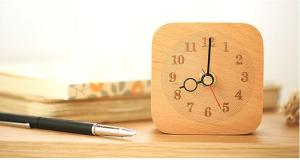 China Silent Digital Table Square Wood Clock , Beech Wood Bedroom Desk Clock on sale