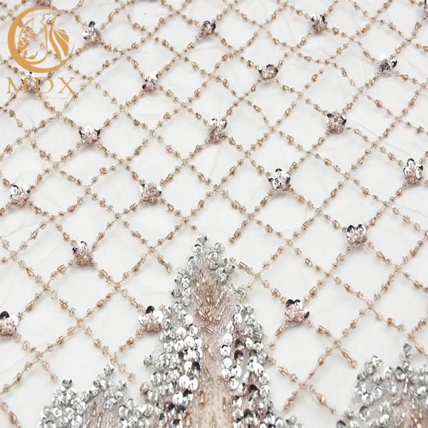 Beautiful 3D Sequin Lace Fabric Collections 80% Nylon Beaded Lace Material