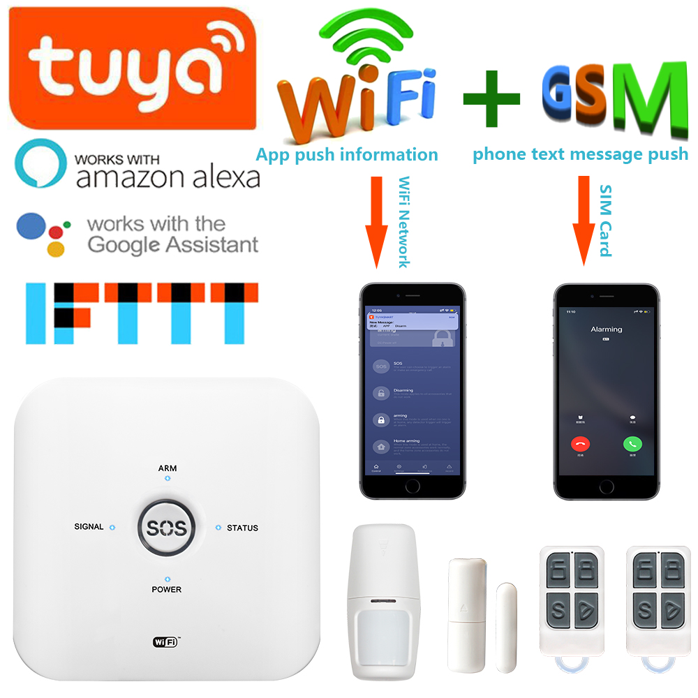 WiFi GSM Rf 433mhz Door Sensor Tuya Smart Alarm Sensor Pir Motion