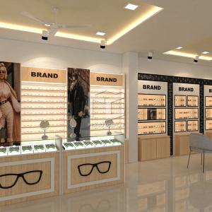 China Melamine Board Optical Shop Display Cabinets Eyeglasses Display Case on sale