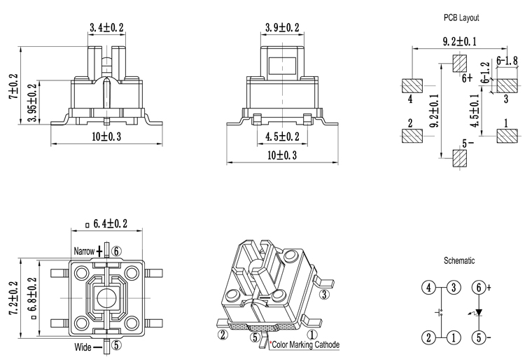 RoHS IP40 Momentary SMD LED Push Button Switch
