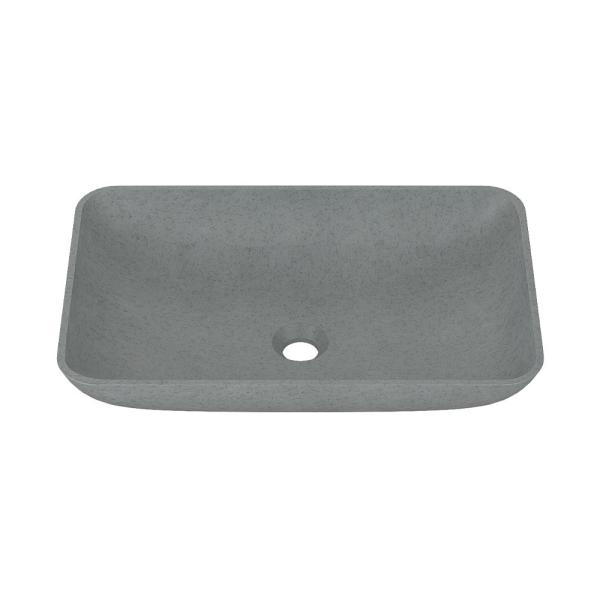 Quality Medium Size Mottled Bluish Grey Concrete Wash Basin With Center Drain Location for sale