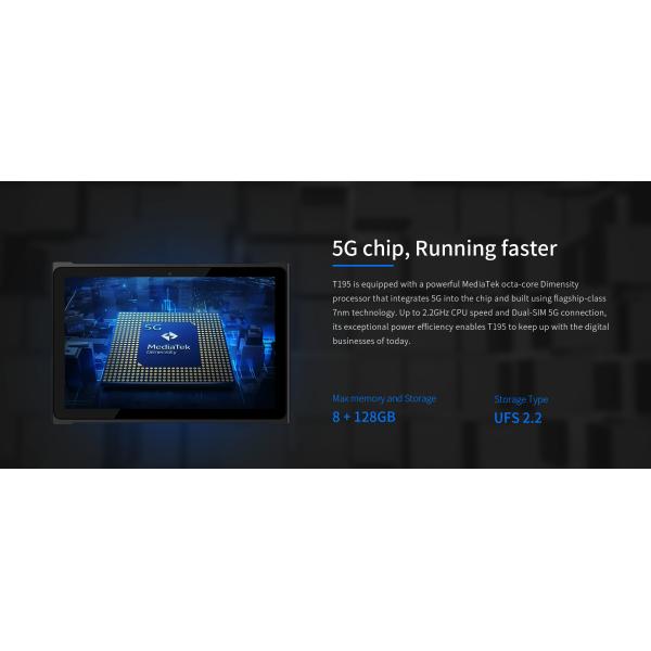 650g 10 inch P65 Waterproof 5G Tablet with 1- 4G LTE 2D Barcode Scanner NFC GPS 9500mAh Battery