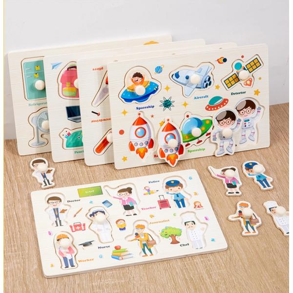 Baby Montessori Toys 3d Puzzle Cartoon Animals Vehicle Cognitive Jigsaw Puzzle Wooden Toys for Children