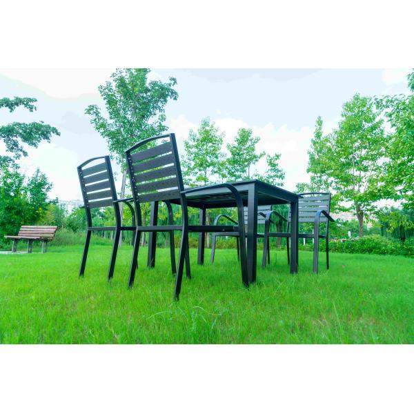 5 Pieces Extendable Modern Black China Manufacturer Wood Metal Chairs Patio Garden Outdoor Furniture