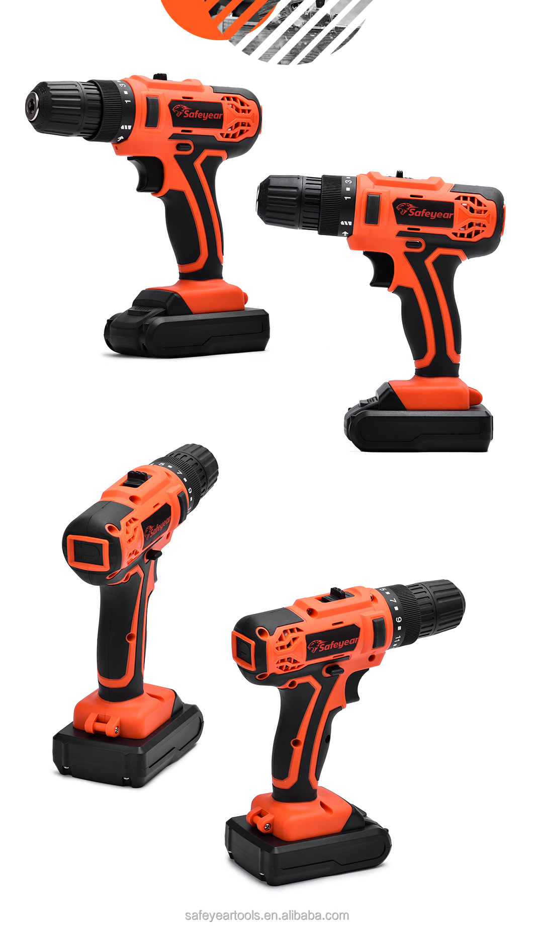 21V Cordless Power Drill Tools Hardware Brushless Cordless Set 1500MA 28N.M