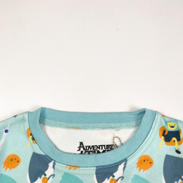 Polyester / Cotton Kids Winter Night Pajamas Set with Long Sleeves in GARMENT DYED