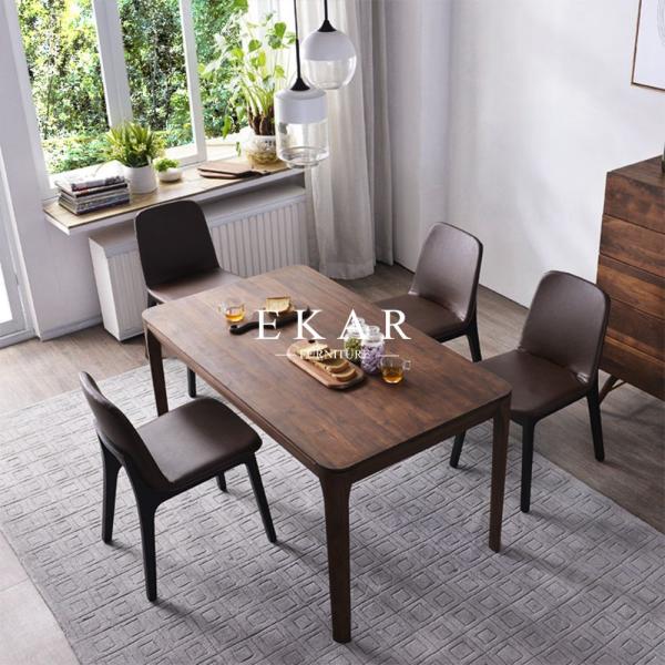Quality European Simple Furniture 6 Chairs Set Rectangular Dining Table Solid Wood for sale