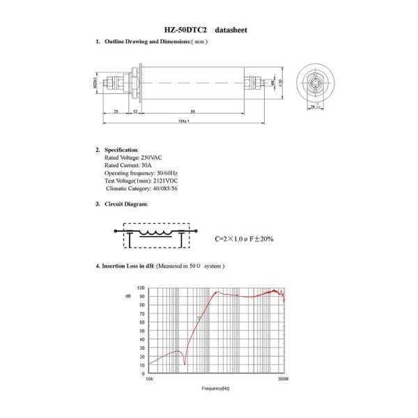 250VAC 50A Emc High Current Feedthru Capacitors Electrical Interference Filter high quality