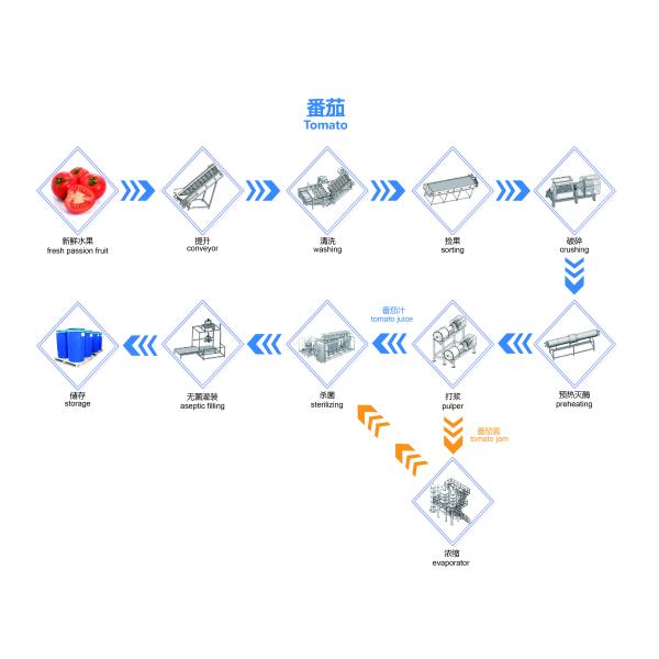 4000 Tons Per Day Tomato Juice Production Line SUS304 Special Machines For Vegetable Processing Plants