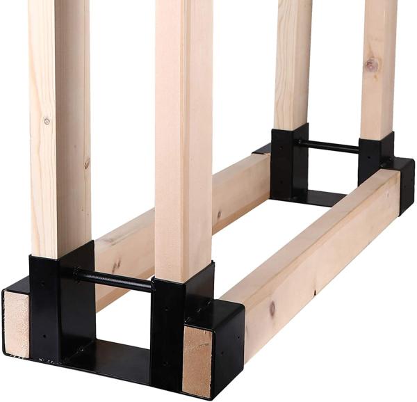 Quality Fireplace Wood Storage Holder Bracket Kit with Adjustable Length Metal and Firewood for sale