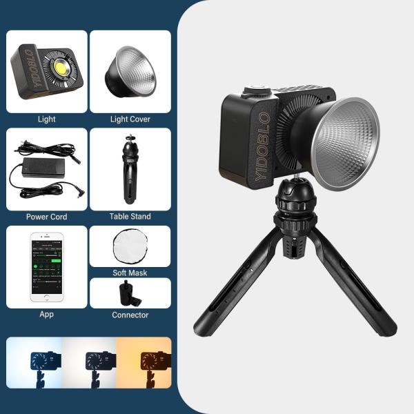 Quality App Control Cob Led Video Light 30000lux With Desktop Stand 100w Power Bank Charging Fill Lamp For Lighting Set for sale