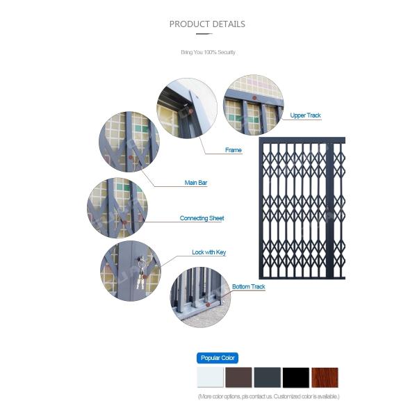 Durable Concertina Grille Villa Aluminium Frame Windows With Burglar Bars
