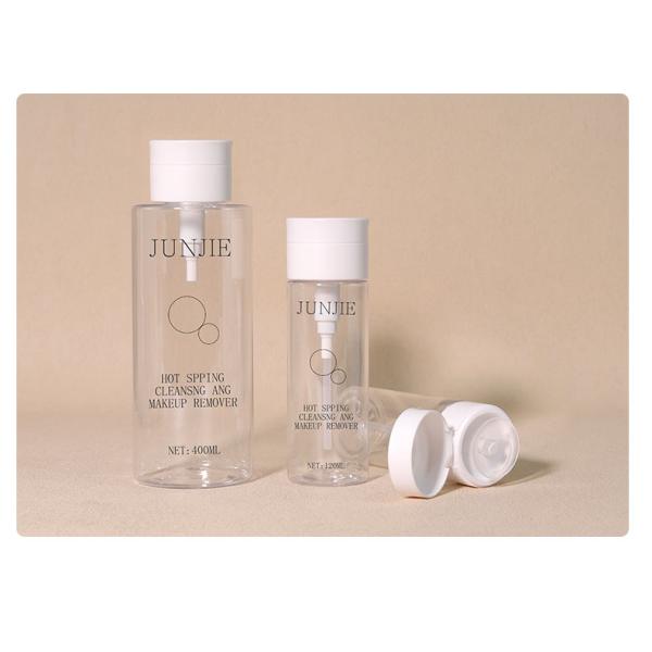 PET Cosmetic Bottle 100ml 120ml 400ml Makeup Remover Bottle With Round Flat Top