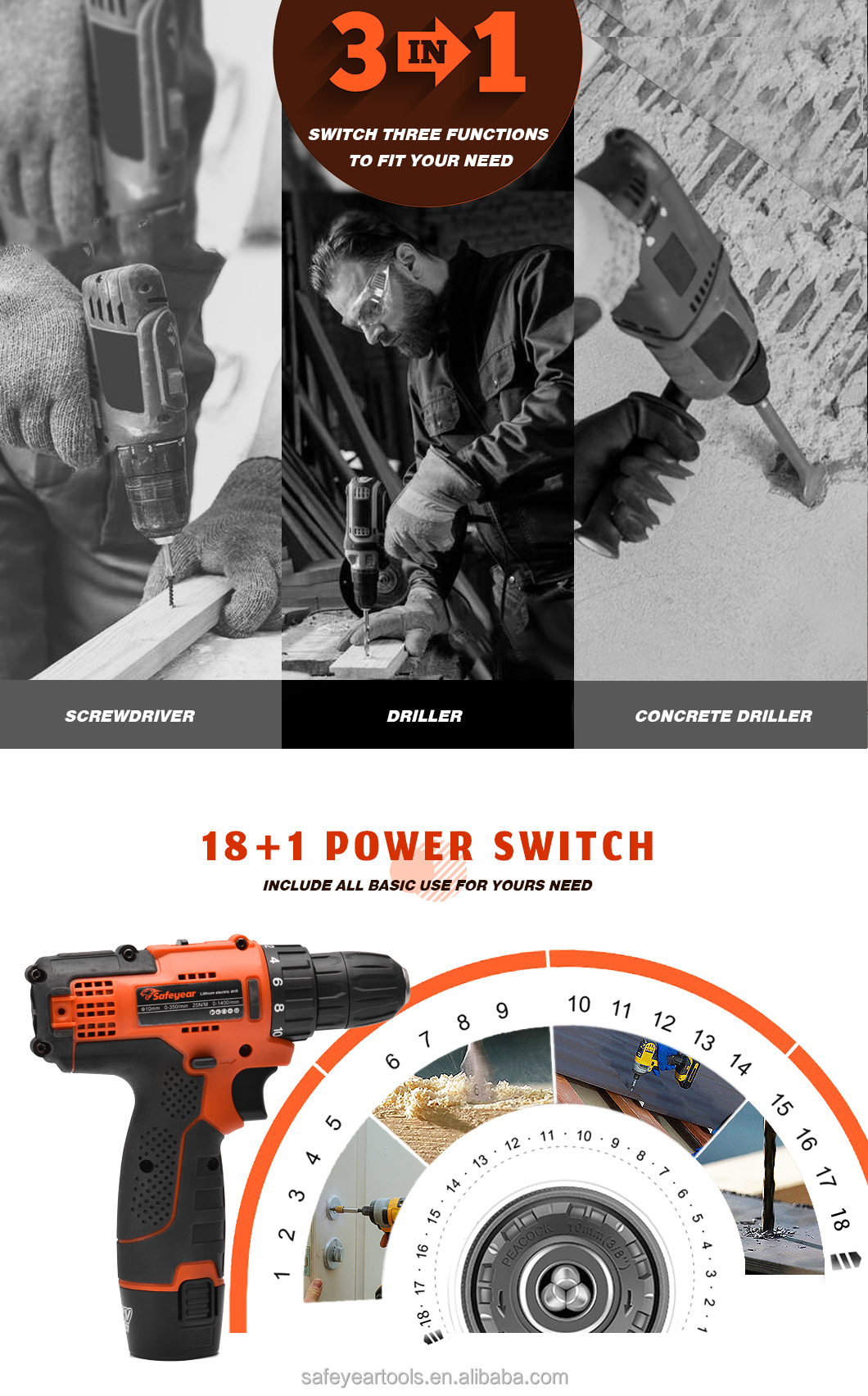 12V Cordless Drill And Impact Driver Combo Kit 25N.M 1.3Ah Battery Operated Screwdriver Set