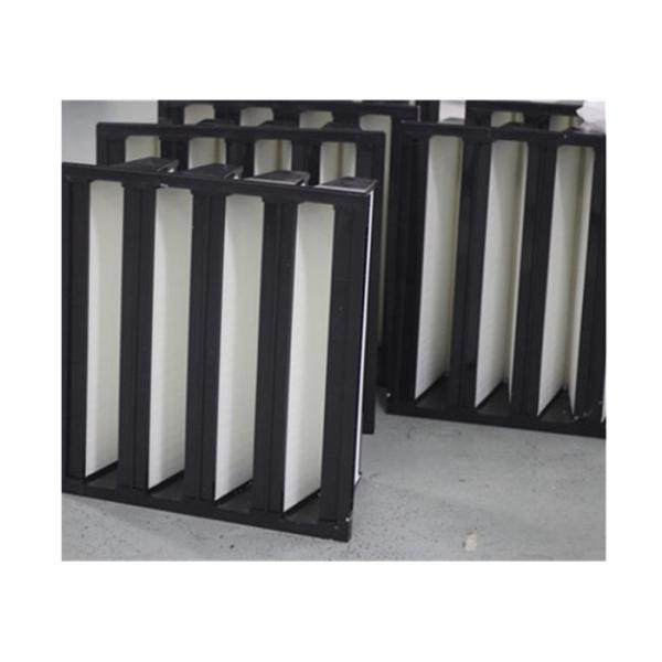 Compact Glass Fiber Plastic Frame V Bank Filter F6 4 Pack For Large Air Flow Systems