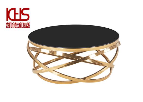 Quality Strong Hardness Black Golden MDF Coffee Tables Slate MDF Round Side Table for sale