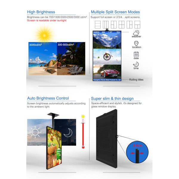 3500 Nits Sunlight Readable High Brightness LCD Display Store Fans Cooling