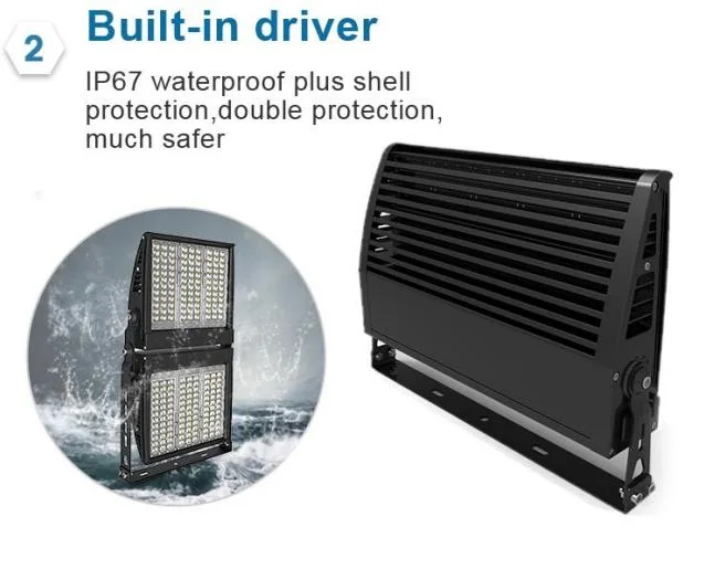 IP67 5 Years Warranty, Free Replacement. Outdoor Waterproof 1200W LED Flood Light for Arena Tennis Basebal Field Court Golf Course