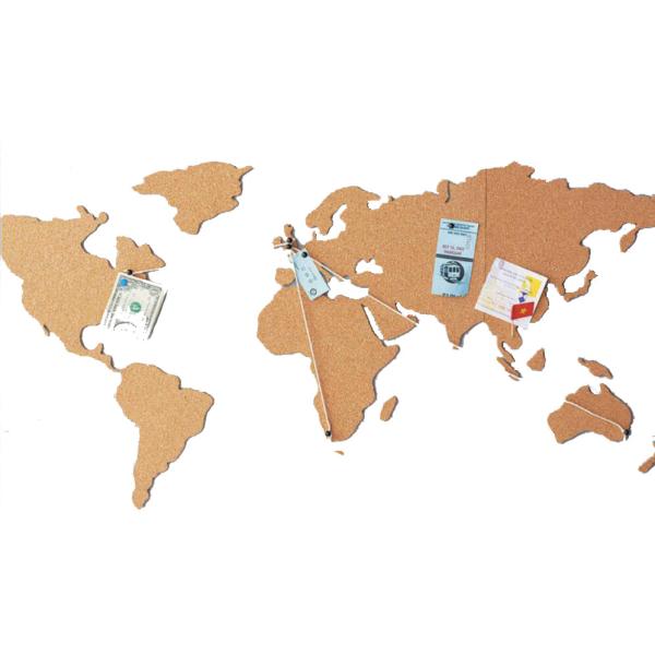 New Style Factory Wholesale 16 Pieces Adhesive Corkboard World Map for a Gift