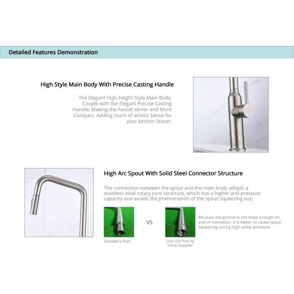 Sus304 High Arc Angled Spout Deck Mounted Kitchen Mixer Taps IPX5 DC6V HOMEKA