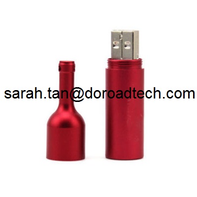 Original High Quality Real Capacity Red Wine Metal Bottle USB Flash Drives
