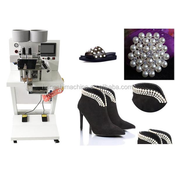 Rivet Nail Pearl Attaching Punching Machine , Automatic Beads Fixing Machine For Clothes