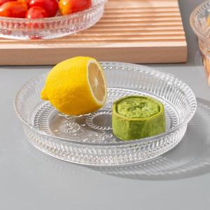 China Round 300ml Unique Dinnerware Sets 7 Inch Pressed Vintage Glass Dinner Plates on sale