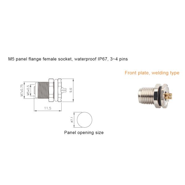 Industrial Circular Waterproof Connector M5 Code-A 4Pin Panel Flange PCB Female Socket IP67
