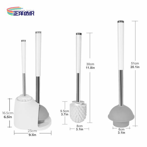12" Bathtub Long Handle Cleaning Brush TPR Silicone Material Toilet Brush With Plunger And Holder Combo